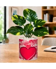 Artificial Tree Ceramic Photo Pot With White Stones 3x4 Inch (F165730)