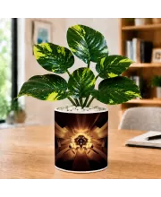 Artificial Tree Ceramic Photo Pot With White Stones 3x4 Inch (F165731)