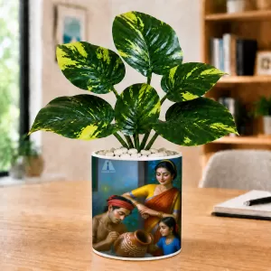 Artificial Tree Ceramic Photo Pot With White Stones 3x4 Inch (F165734) Artificial Tree Ceramic Photo Pot With White Stones 3x4 Inch (F165734)