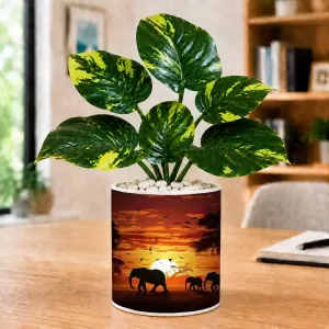 Artificial Tree Ceramic Photo Pot With White Stones 3x4 Inch (F165737) Artificial Tree Ceramic Photo Pot With White Stones 3x4 Inch (F165737)