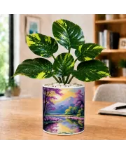 Artificial Tree Ceramic Photo Pot With White Stones 3x4 Inch (F165738)