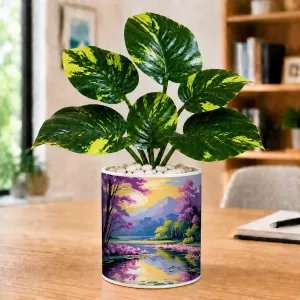 Artificial Tree Ceramic Photo Pot With White Stones 3x4 Inch (F165738) Artificial Tree Ceramic Photo Pot With White Stones 3x4 Inch (F165738)