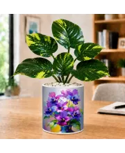 Artificial Tree Ceramic Photo Pot With White Stones 3x4 Inch (F165743)