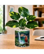 Artificial Tree Ceramic Photo Pot With White Stones 3x4 Inch (F165745)