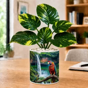 Artificial Tree Ceramic Photo Pot With White Stones 3x4 Inch (F165745)