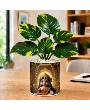 Artificial Tree Ceramic Photo Pot With White Stones 3x4 Inch (F165752)