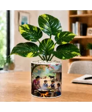 Artificial Tree Ceramic Photo Pot With White Stones 3x4 Inch (F165753)