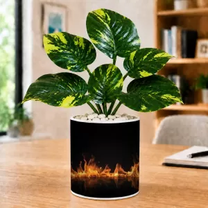 Artificial Tree Ceramic Photo Pot With White Stones 3x4 Inch (F165754)