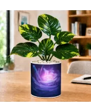 Artificial Tree Ceramic Photo Pot With White Stones 3x4 Inch (F165755)