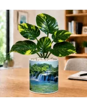 Artificial Tree Ceramic Photo Pot With White Stones 3x4 Inch (F165756)