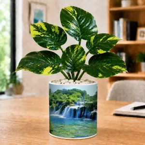 Artificial Tree Ceramic Photo Pot With White Stones 3x4 Inch (F165756) Artificial Tree Ceramic Photo Pot With White Stones 3x4 Inch (F165756)