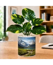 Artificial Tree Ceramic Photo Pot With White Stones 3x4 Inch (F165757)