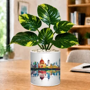 Artificial Tree Ceramic Photo Pot With White Stones 3x4 Inch (F165768) Artificial Tree Ceramic Photo Pot With White Stones 3x4 Inch (F165768)