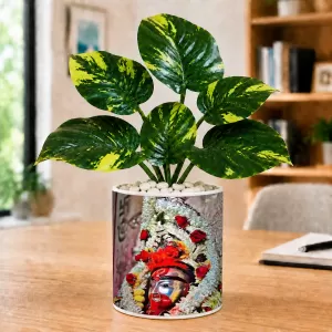 Artificial Tree Ceramic Photo Pot With White Stones 3x4 Inch (F165771) Artificial Tree Ceramic Photo Pot With White Stones 3x4 Inch (F165771)