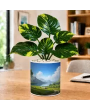Artificial Tree Ceramic Photo Pot With White Stones 3x4 Inch (F165773)