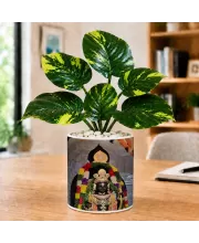 Artificial Tree Ceramic Photo Pot With White Stones 3x4 Inch (F165775)