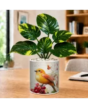 Artificial Tree Ceramic Photo Pot With White Stones 3x4 Inch (F165776)