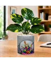 Artificial Tree Ceramic Photo Pot With White Stones 3x4 Inch (F165780)