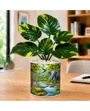 Artificial Tree Ceramic Photo Pot With White Stones 3x4 Inch (F165781)