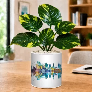 Artificial Tree Ceramic Photo Pot With White Stones 3x4 Inch (F165782) Artificial Tree Ceramic Photo Pot With White Stones 3x4 Inch (F165782)