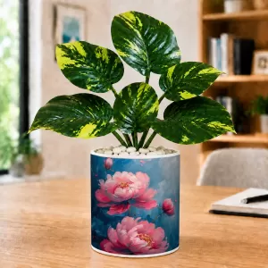 Artificial Tree Ceramic Photo Pot With White Stones 3x4 Inch (F165785)