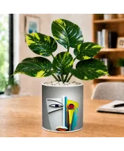 Artificial Tree Ceramic Photo Pot With White Stones 3x4 Inch (F165789)