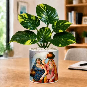 Artificial Tree Ceramic Photo Pot With White Stones 3x4 Inch (F165792) Artificial Tree Ceramic Photo Pot With White Stones 3x4 Inch (F165792)