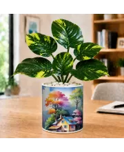 Artificial Tree Ceramic Photo Pot With White Stones 3x4 Inch (F165793)