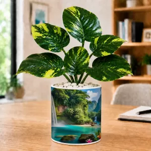 Artificial Tree Ceramic Photo Pot With White Stones 3x4 Inch (F165799) Artificial Tree Ceramic Photo Pot With White Stones 3x4 Inch (F165799)