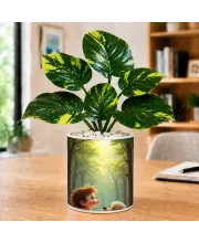 Artificial Tree Ceramic Photo Pot With White Stones 3x4 Inch (F165802)