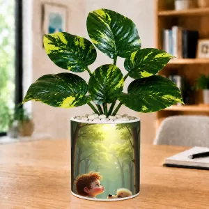 Artificial Tree Ceramic Photo Pot With White Stones 3x4 Inch (F165802)