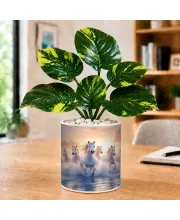 Artificial Tree Ceramic Photo Pot With White Stones 3x4 Inch (F165805)