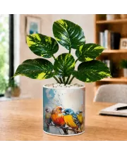 Artificial Tree Ceramic Photo Pot With White Stones 3x4 Inch (F165806)