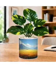 Artificial Tree Ceramic Photo Pot With White Stones 3x4 Inch (F165808)