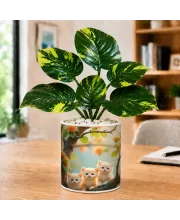 Artificial Tree Ceramic Photo Pot With White Stones 3x4 Inch (F165809)