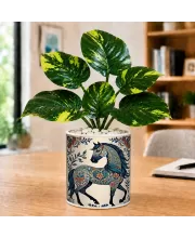 Artificial Tree Ceramic Photo Pot With White Stones 3x4 Inch (F165811)