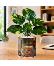 Artificial Tree Ceramic Photo Pot With White Stones 3x4 Inch (F165813)