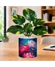 Artificial Tree Ceramic Photo Pot With White Stones 3x4 Inch (F165815)