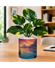 Artificial Tree Ceramic Photo Pot With White Stones 3x4 Inch (F165817)