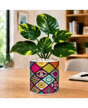 Artificial Tree Ceramic Photo Pot With White Stones 3x4 Inch (F165818)