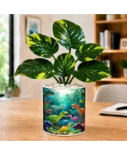 Artificial Tree Ceramic Photo Pot With White Stones 3x4 Inch (F165822)