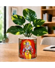 Artificial Tree Ceramic Photo Pot With White Stones 3x4 Inch (F165825)