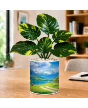 Artificial Tree Ceramic Photo Pot With White Stones 3x4 Inch (F165830)