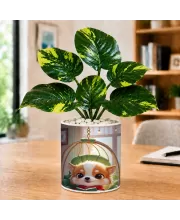 Artificial Tree Ceramic Photo Pot With White Stones 3x4 Inch (F165831)