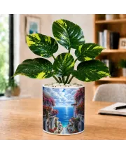 Artificial Tree Ceramic Photo Pot With White Stones 3x4 Inch (F165844)