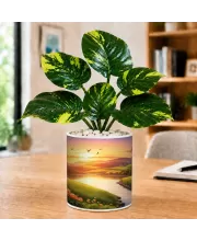 Artificial Tree Ceramic Photo Pot With White Stones 3x4 Inch (F165846)