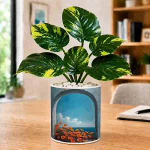 Artificial Tree Ceramic Photo Pot With White Stones 3x4 Inch (F165853) Artificial Tree Ceramic Photo Pot With White Stones 3x4 Inch (F165853)