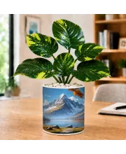 Artificial Tree Ceramic Photo Pot With White Stones 3x4 Inch (F165855)