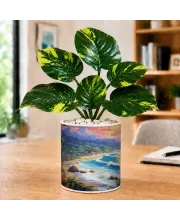 Artificial Tree Ceramic Photo Pot With White Stones 3x4 Inch (F165856)