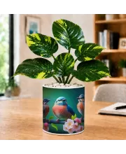 Artificial Tree Ceramic Photo Pot With White Stones 3x4 Inch (F165862)